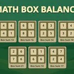 Asah minda anda dengan Keseimbangan Kotak Matematik, teka-teki nombor yang menyeronokkan dan mencabar. Tukar blok untuk menyamakan jumlah dalam setiap kotak…